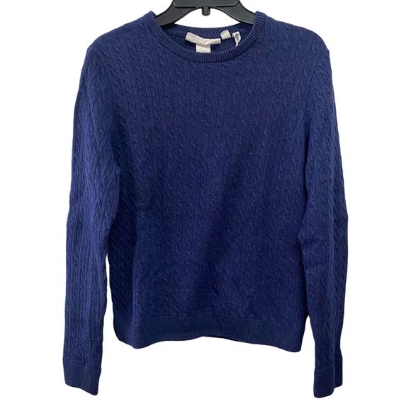 H&M Sweaters - LOGG H&M Large Merino Blend cable knit Navy sweater Long sleeve Crew Neck
